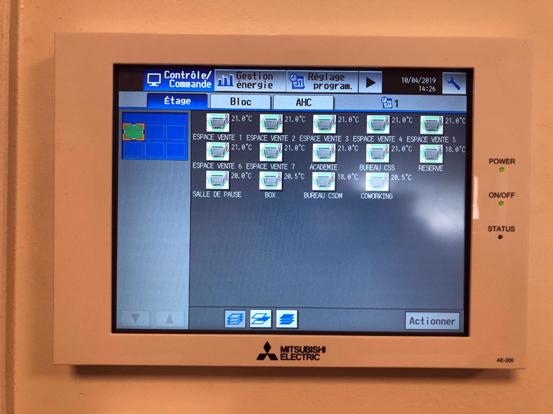 Gestion générale de la climatisation DRV sur le chantier Cultura
